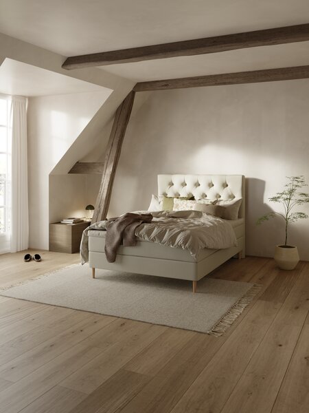 Letto boxspring 140x200 cm NEVLA + EKSO Sabbia-91 Medio