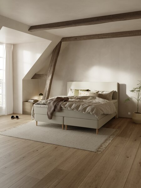 Letto boxspring 90x200 cm NEVLA + EKSO Sabbia-91 Medio