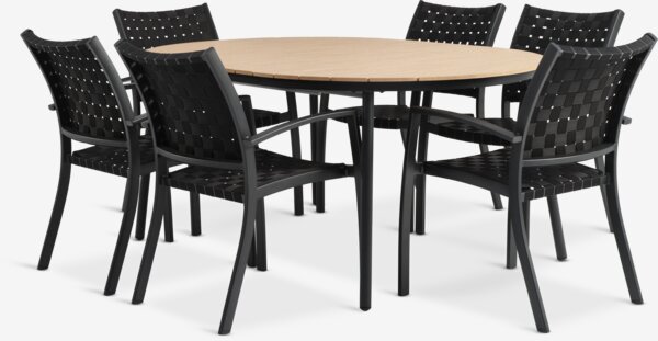 AKTIVEN D118/168 miza naravna + 4 GLOMFJORD stoli