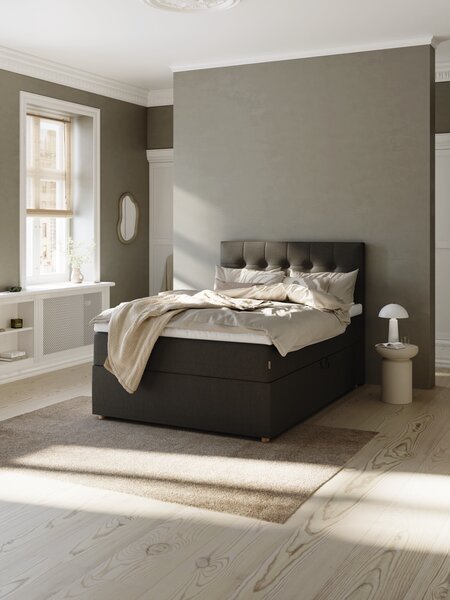 Boxspring 140x200 TYSLA + KOLA grijs-40 hard