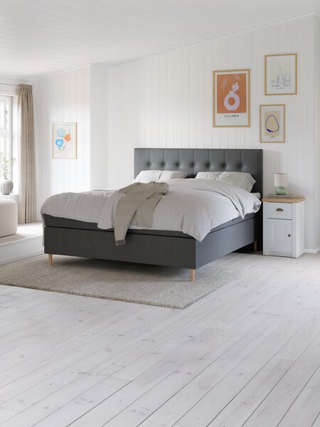 Letto boxspring 160x200cm VELFJORDEN + FLYA Grigio-40 Rigido