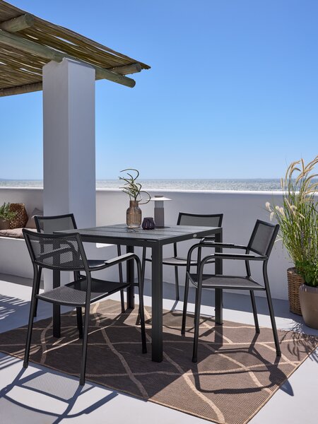 MADERUP D90 stůl černá + 4 KRISTIANSTAD židle zelená