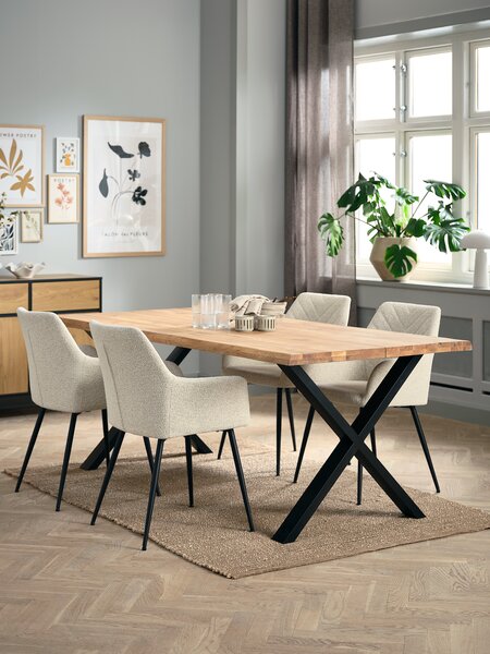 ROSKILDE/ROSLEV L200 naturel eiken + 4 PURHUS off-white