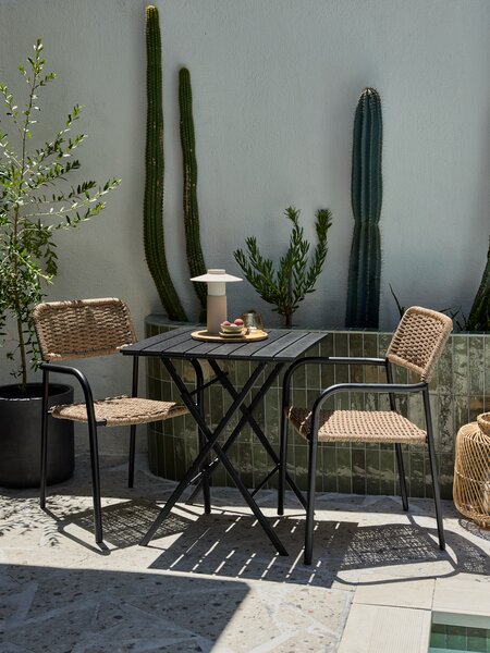 SANDVIKA L65 bord svart + 2 ORKANGER stol natur