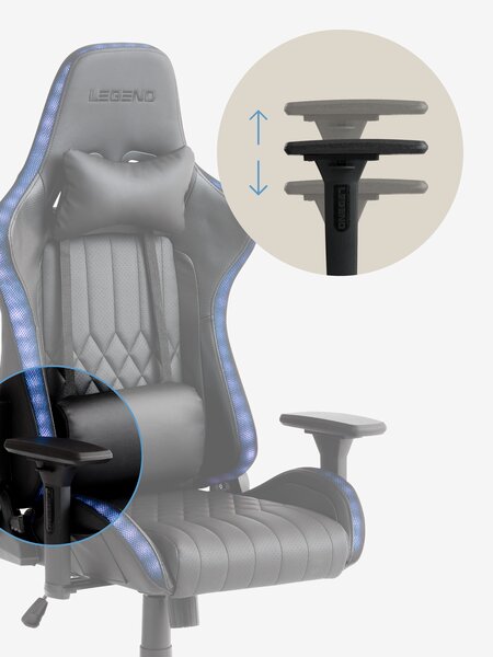 Gaming-Stuhl RANUM mit LED Kunstleder schwarz/schwarz