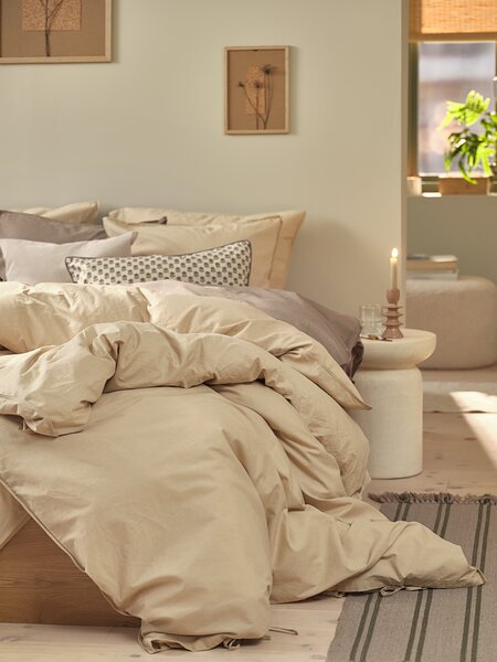 Duvet cover set SELMA Washed cotton Double pale khaki