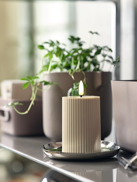 LED-kubbelys AKSEL Ø8xH13cm beige