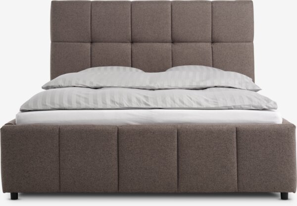 Bed frame w/storage VEMMELEV King Dark Sand fabric
