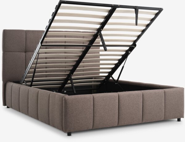 Bed frame w/storage VEMMELEV King Dark Sand fabric