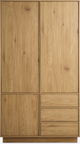 Vaatekaappi TRANUM 120x214 3 ovea 3 laatikkoa lämmin tammi v