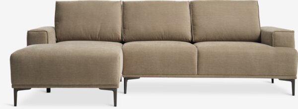 Sofa BRUND chaise longue pale khaki fabric