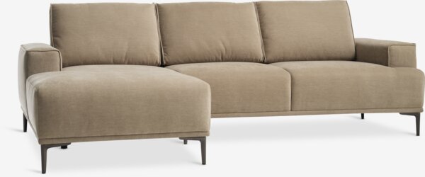 Sofa BRUND chaise longue pale khaki fabric