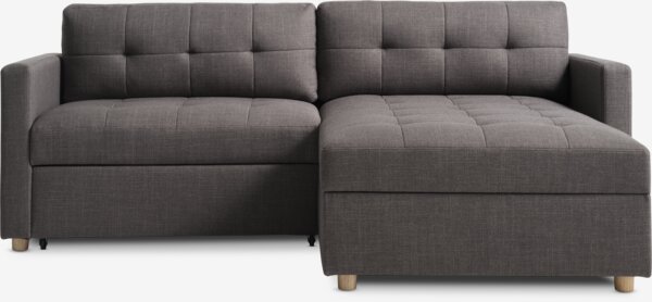 Sovesofa m/sjeselong TEGLHUSE grå stoff