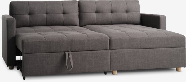 Sovesofa m/sjeselong TEGLHUSE grå stoff