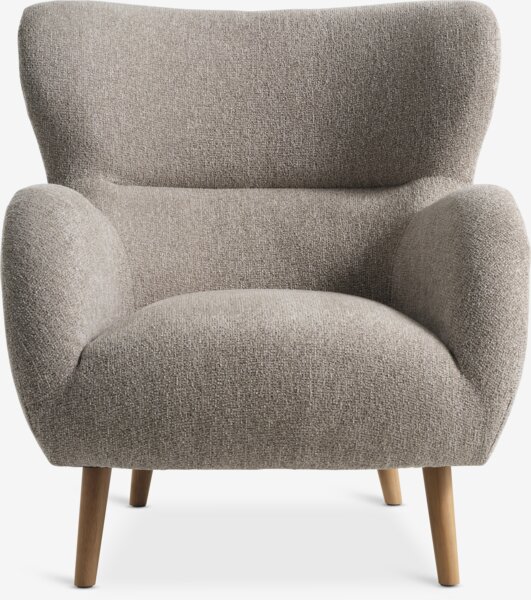 Armchair HAGESTED beige fabric/natural oak colour