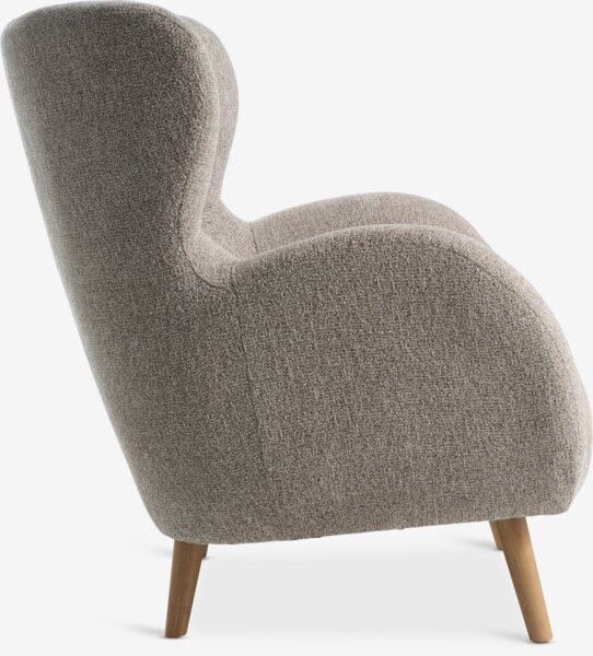 Armchair HAGESTED beige fabric/natural oak colour