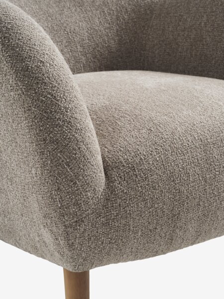 Armchair HAGESTED beige fabric/natural oak colour