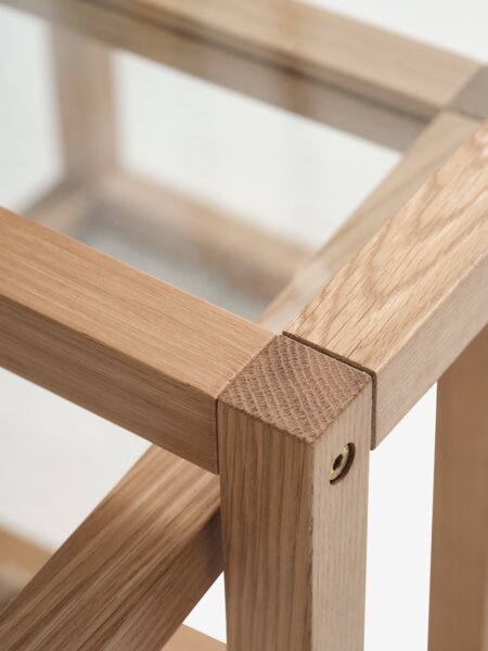Settbord KANNERUP 45x45/38x38 varm eik/glass 2 stk