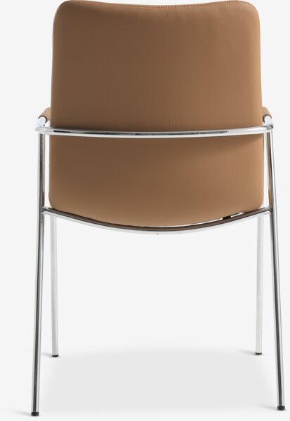 Chaise LAUTRUP similicuir cognac/chrome
