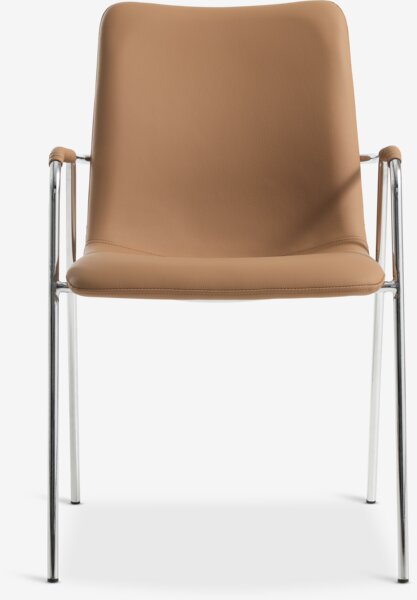 Chaise LAUTRUP similicuir cognac/chrome