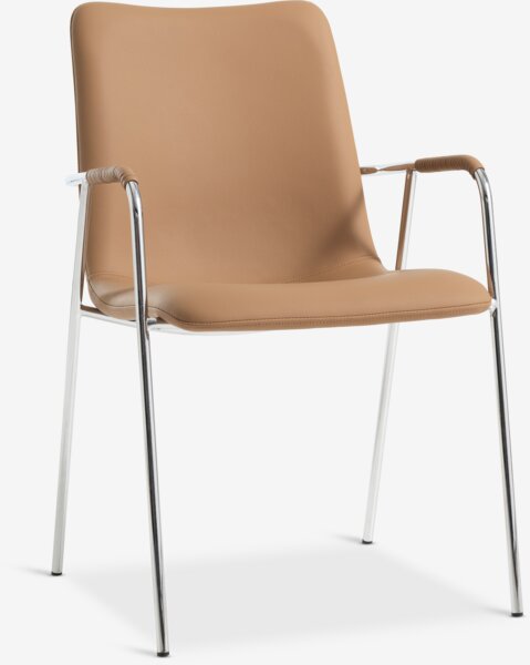 Chaise LAUTRUP similicuir cognac/chrome