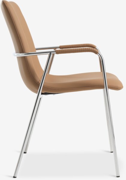 Chaise LAUTRUP similicuir cognac/chrome