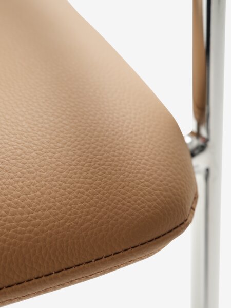 Chaise LAUTRUP similicuir cognac/chrome