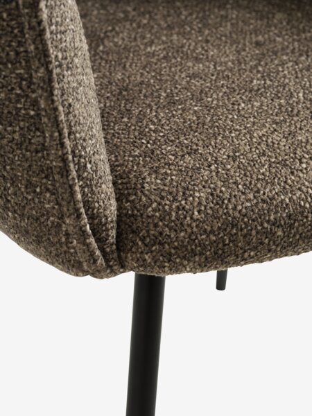 Eetkamerstoel PEJRUP bruine stof/zwart