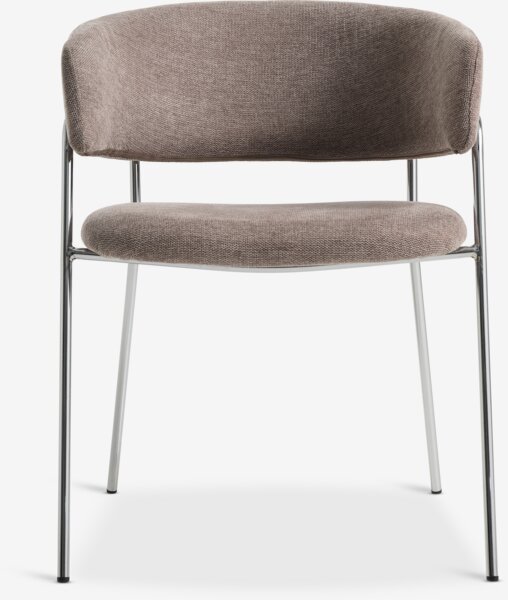 Dining chair RAMSING dark sand fabric/chrome