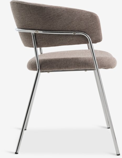 Dining chair RAMSING dark sand fabric/chrome