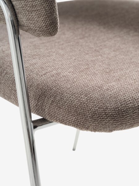 Dining chair RAMSING dark sand fabric/chrome