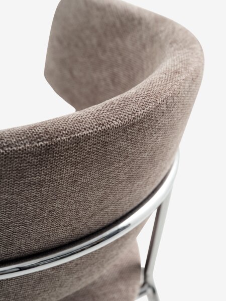 Dining chair RAMSING dark sand fabric/chrome