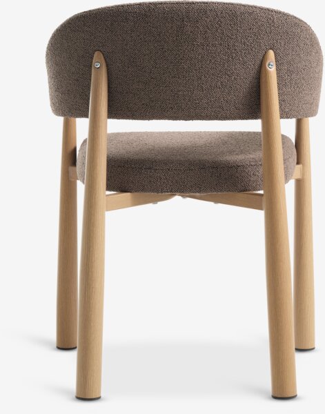 Dining chair ROUST dark sand fabric/natural oak colour
