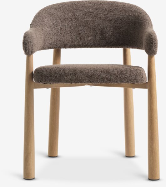 Dining chair ROUST dark sand fabric/natural oak colour