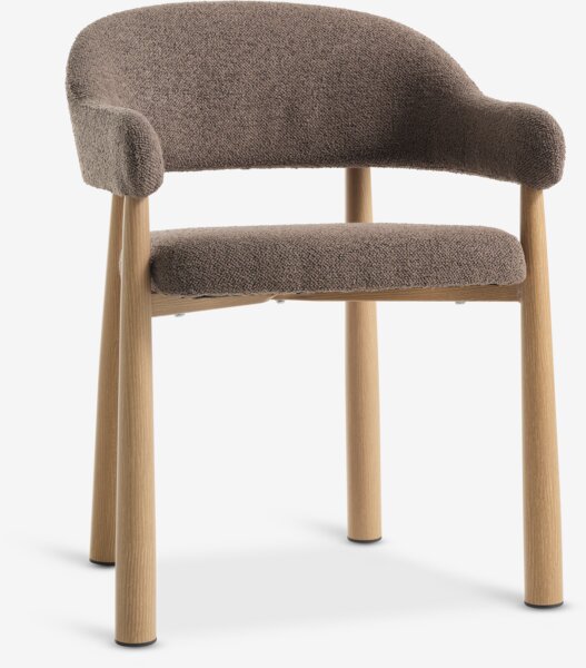 Dining chair ROUST dark sand fabric/natural oak colour