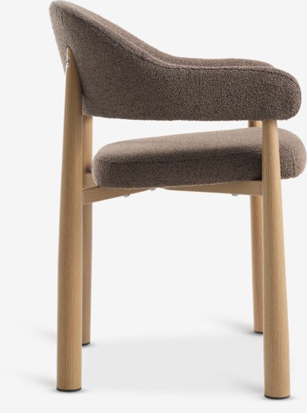 Dining chair ROUST dark sand fabric/natural oak colour