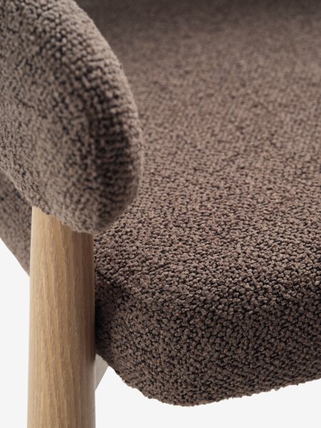 Dining chair ROUST dark sand fabric/natural oak colour