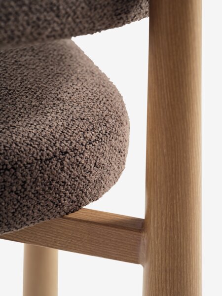 Dining chair ROUST dark sand fabric/natural oak colour