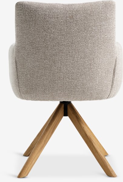 Spisestol VEMMETOFTE svingfot beige stoff/natur eik
