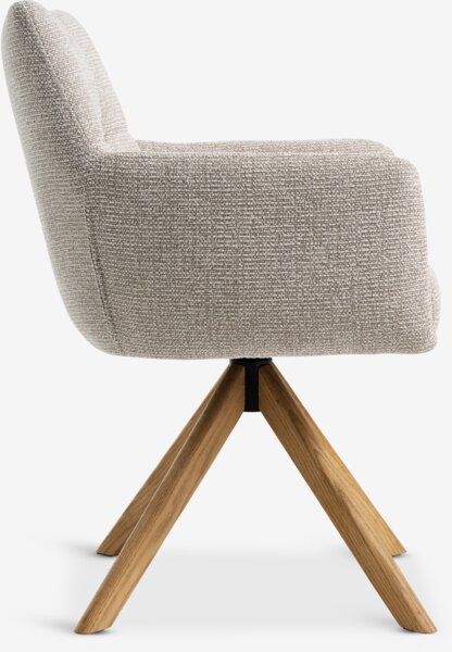 Spisestol VEMMETOFTE svingfot beige stoff/natur eik