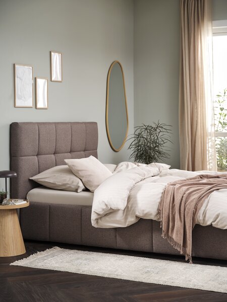 Bed frame w/storage VEMMELEV King Dark Sand fabric