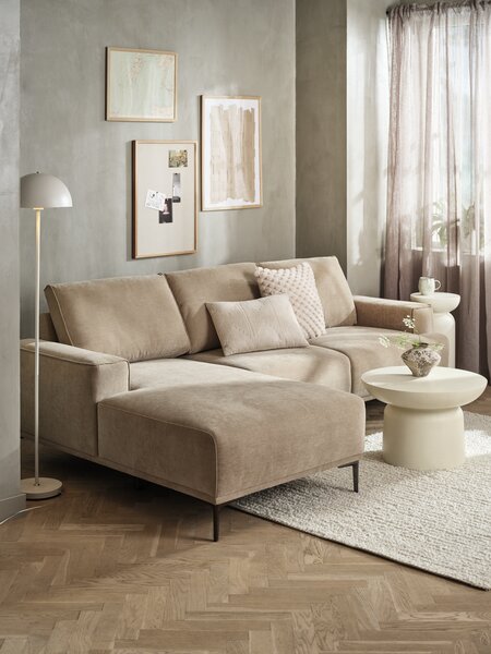 Sofa BRUND chaise longue pale khaki fabric