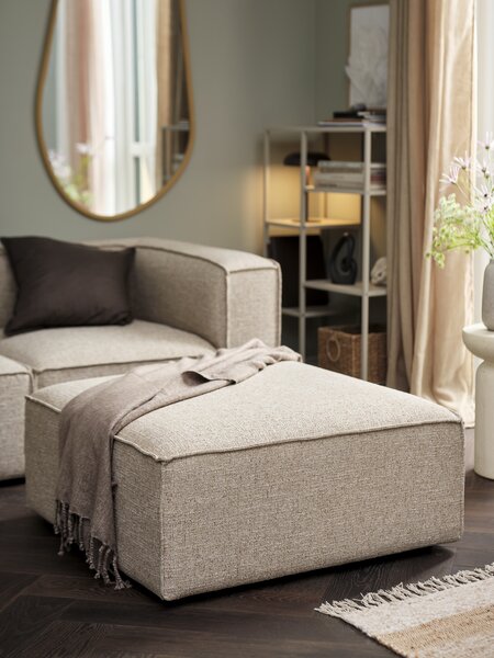 Modulaire bank SKIBBY chaise longue/poef zandkleurige stof