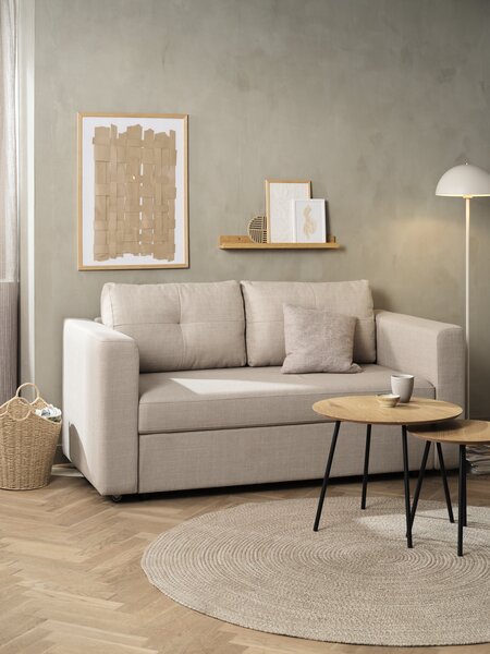 Bäddsoffa BRAMMING 2-sits beige tyg