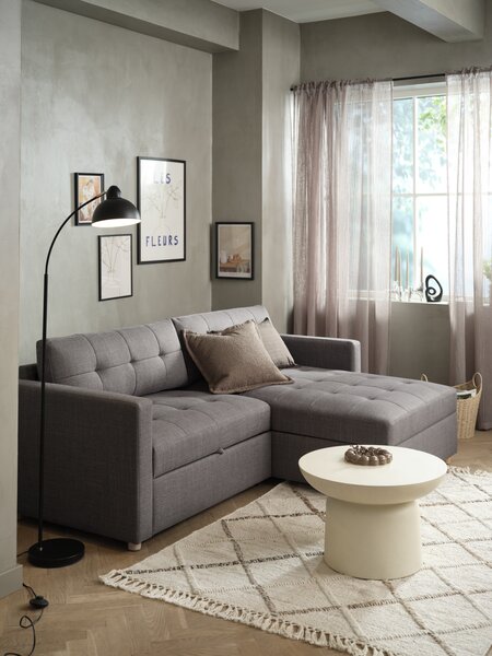 Sovesofa m/sjeselong TEGLHUSE grå stoff