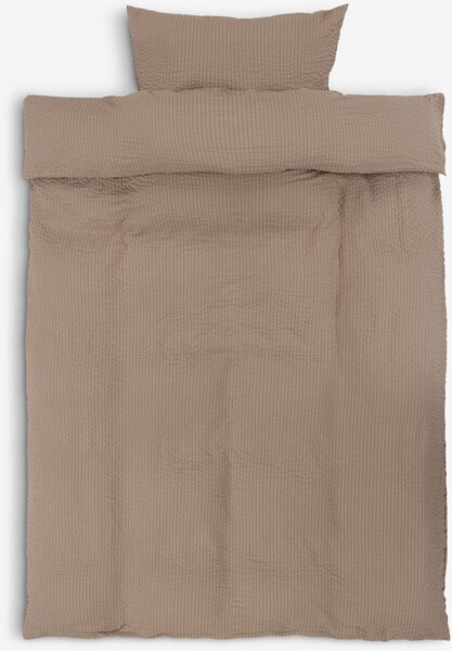 Parure de lit en seersucker LUSINE 155x220 sable foncé