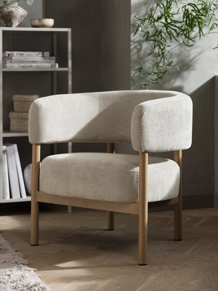 Lenestol DALSTRUP beige stoff/natur eikefarget