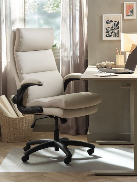 Kontorstol KASTBJERG beige imitert skinn