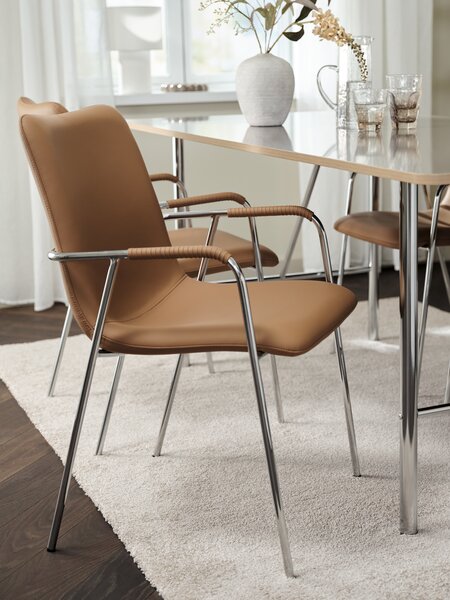Chaise LAUTRUP similicuir cognac/chrome