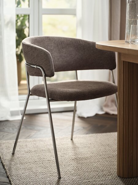 Dining chair RAMSING dark sand fabric/chrome